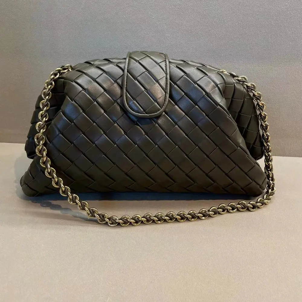 Close-up of silver chain strap detail on Bottega Veneta Women Teen Lauren 1980 With Chain