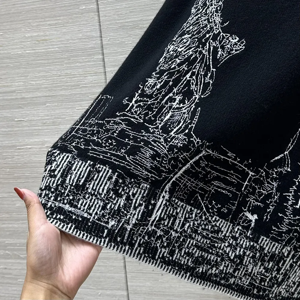 Dior Women Embroidered Sweater Black and White Cashmere and Silk Knit with New York Motif - image 6