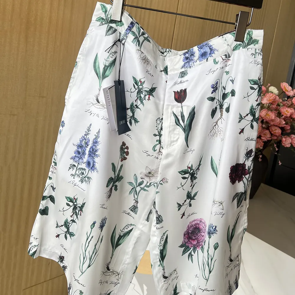 Dior Men Herbarium Illustration Bermuda Shorts in White Silk - image 4