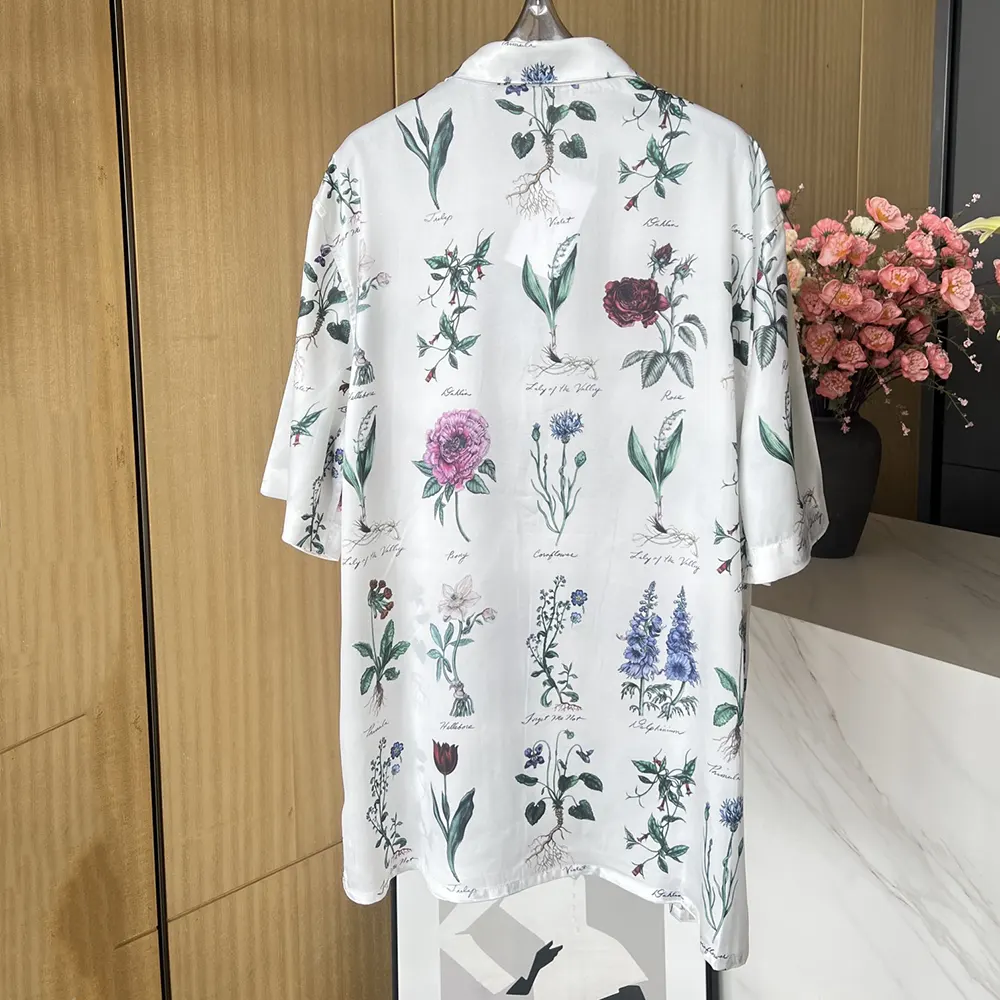 Back angle showcasing relaxed fit of Dior Men Herbarium Illustration Shirt