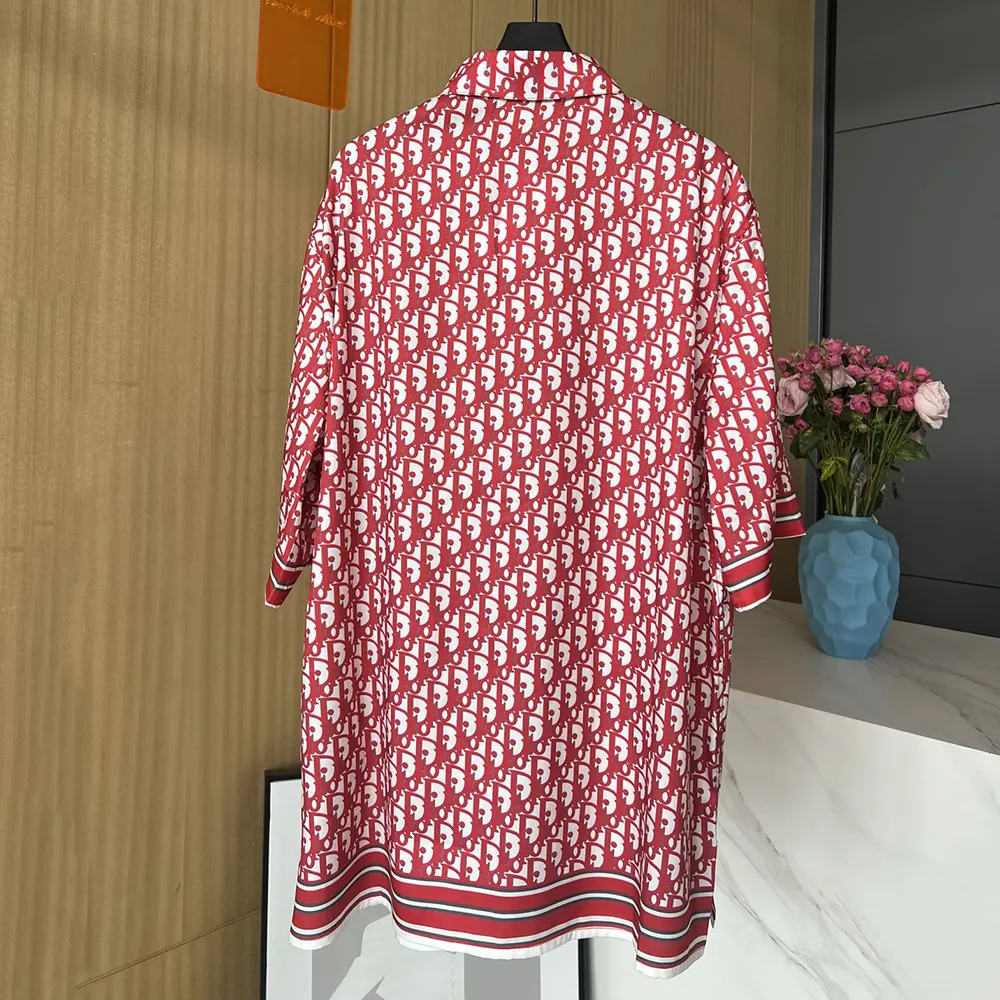Side angle showing relaxed fit of Dior Men Oblique Silk Twill Shirt