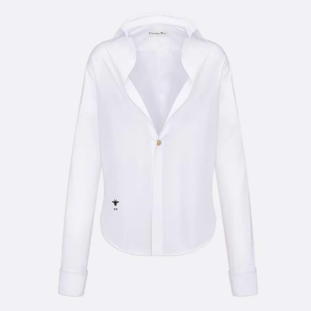 Dior Women Blouse White Cotton Poplin