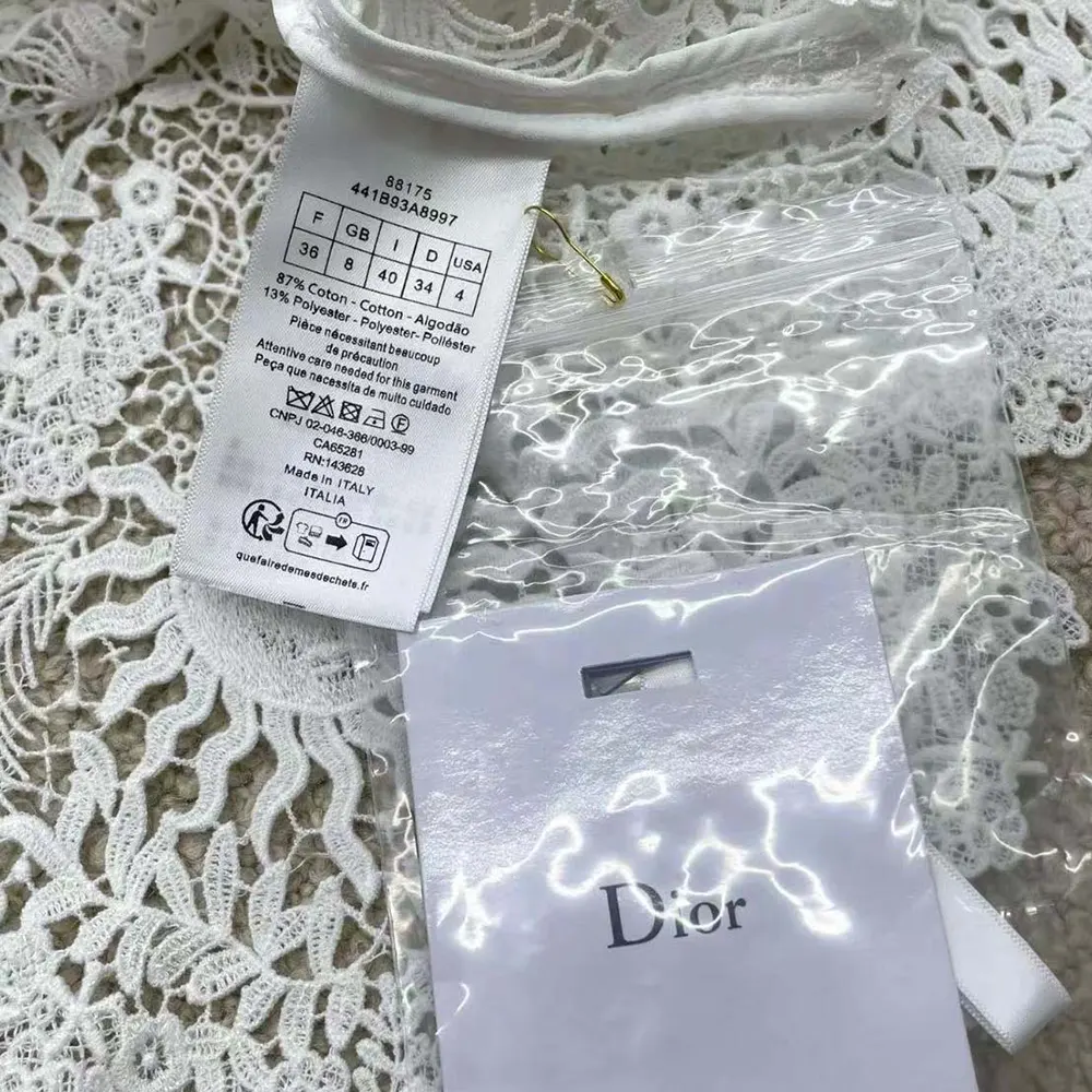 Dior Women Dioriviera Cropped Short-Sleeved Top Ecru Toile de Jouy Soleil Technical Cotton Lace - image 6