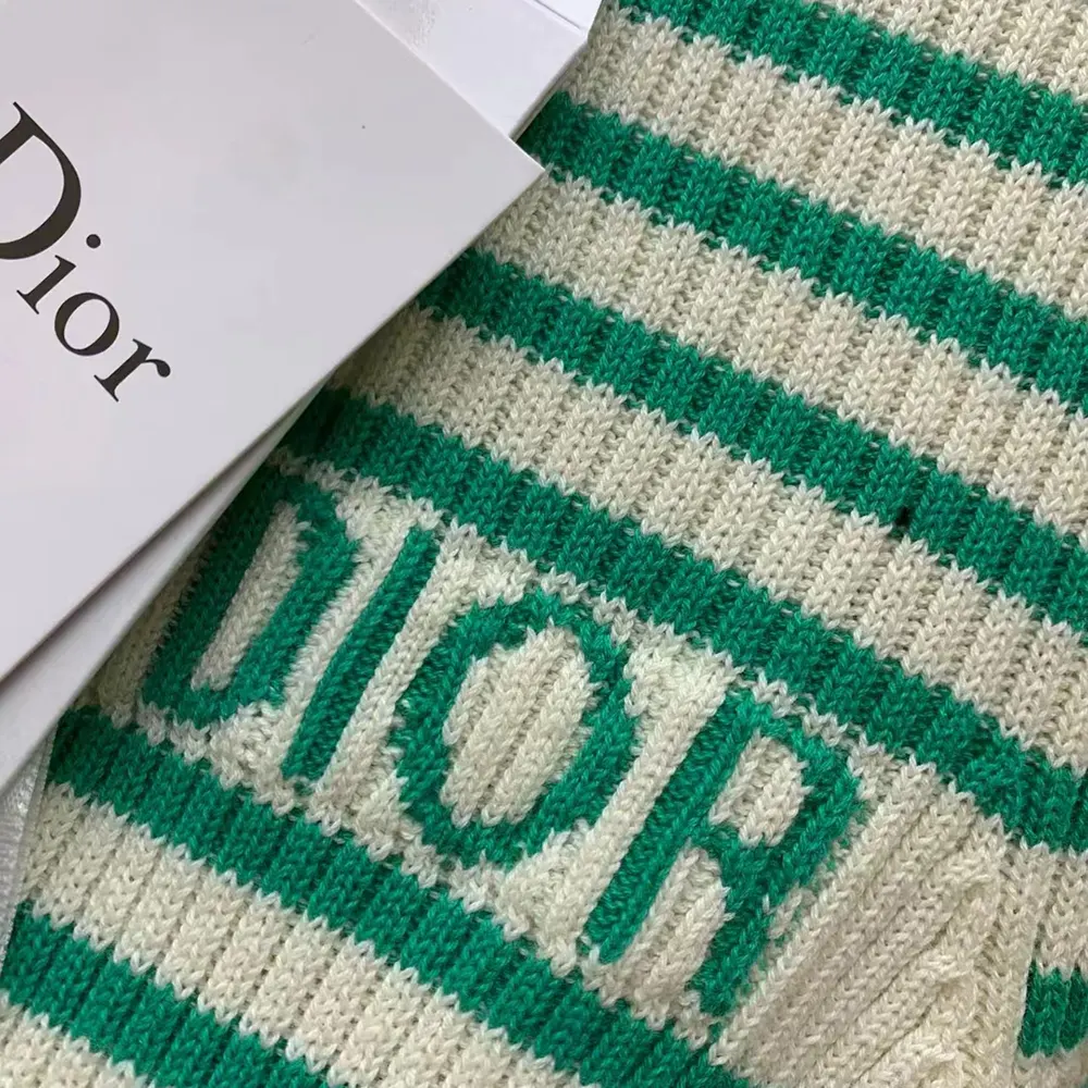Dior Women Dioriviera Short-Sleeved Sweater White and Aquamarina Cotton Ribbed Knit - image 9
