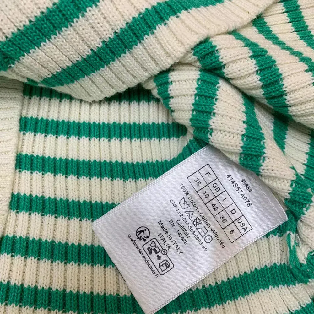 Dior Women Dioriviera Short-Sleeved Sweater White and Aquamarina Cotton Ribbed Knit - image 8