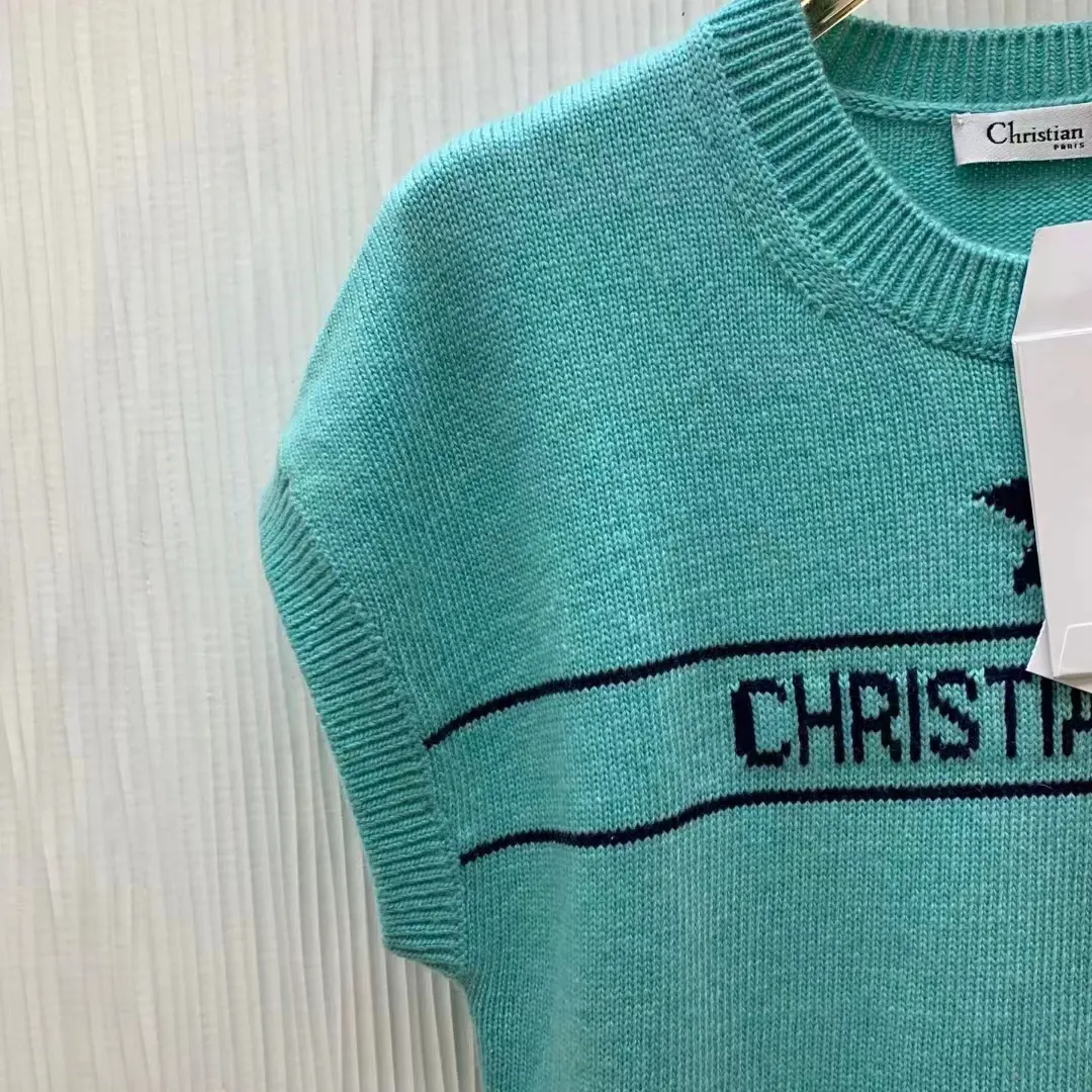 Dior Women Dioriviera Short-Sleeved Sweater Aquamarina Cashmere Knit - image 5