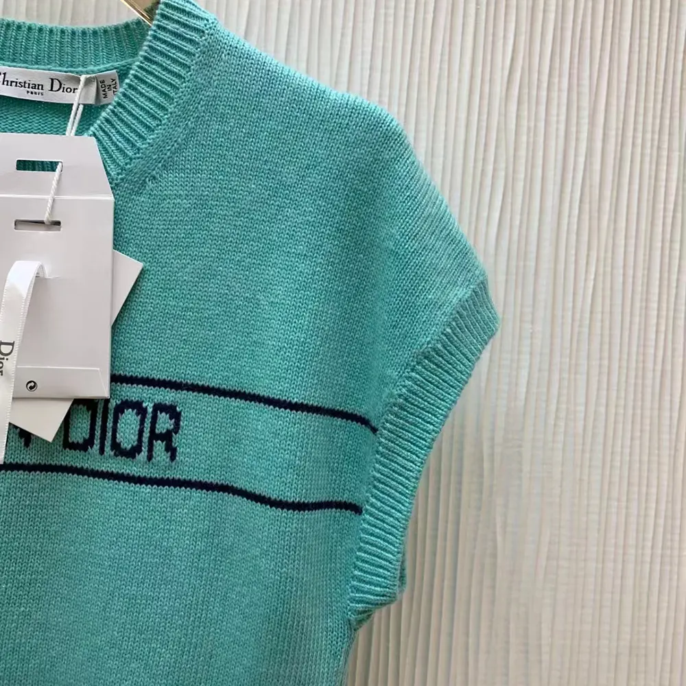 Dior Women Dioriviera Short-Sleeved Sweater Aquamarina Cashmere Knit - image 8
