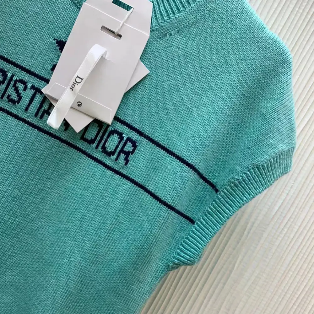 Dior Women Dioriviera Short-Sleeved Sweater Aquamarina Cashmere Knit - image 7