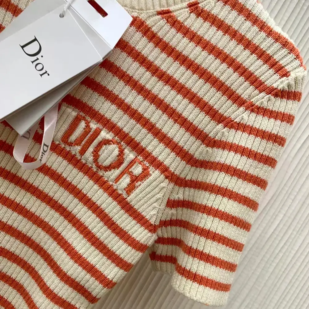 Dior Women Dioriviera Short-Sleeved Sweater White and Candy Pink Cotton Ribbed Knit - image 8