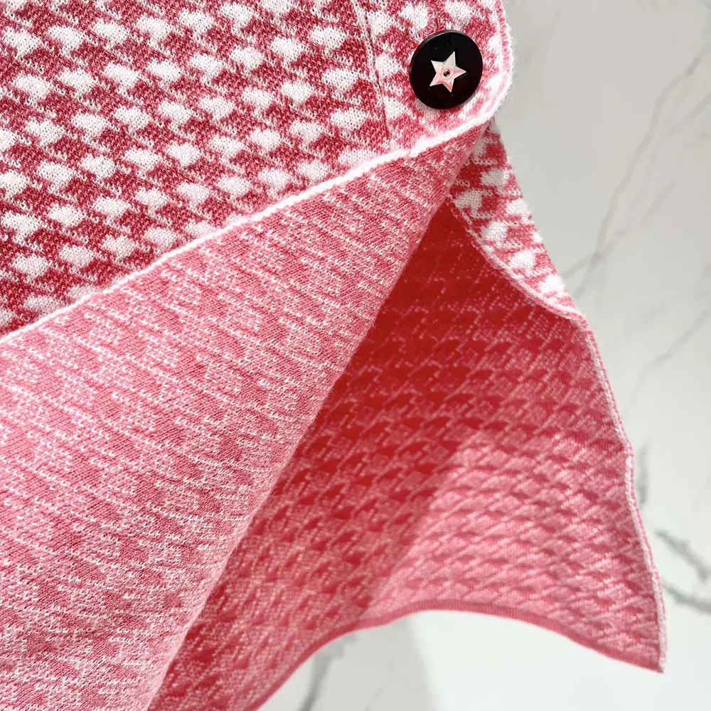 Dior Women Dioriviera Short Straight Dress White and Candy Pink Houndstooth Technical Knit - image 8