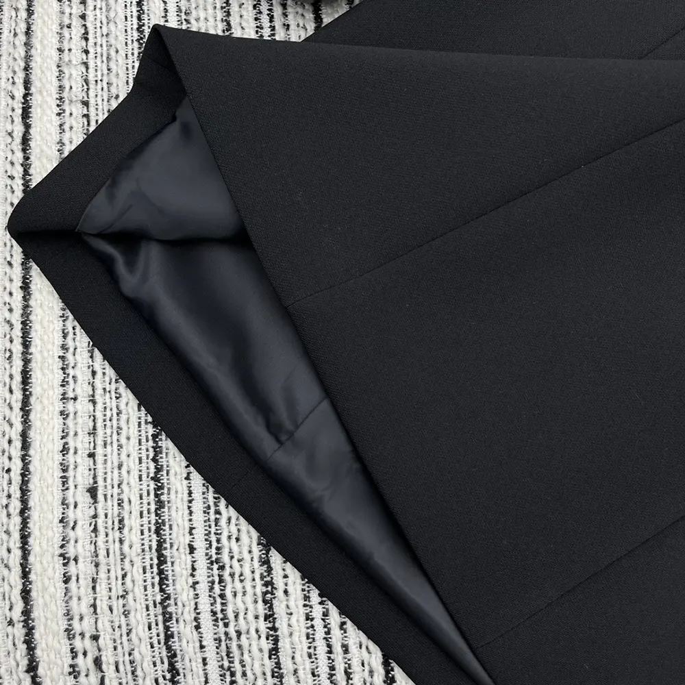 Dior Women Dress with Spread Collar Black Double-Sided Virgin Wool Crepe and White Cotton Poplin - image 7