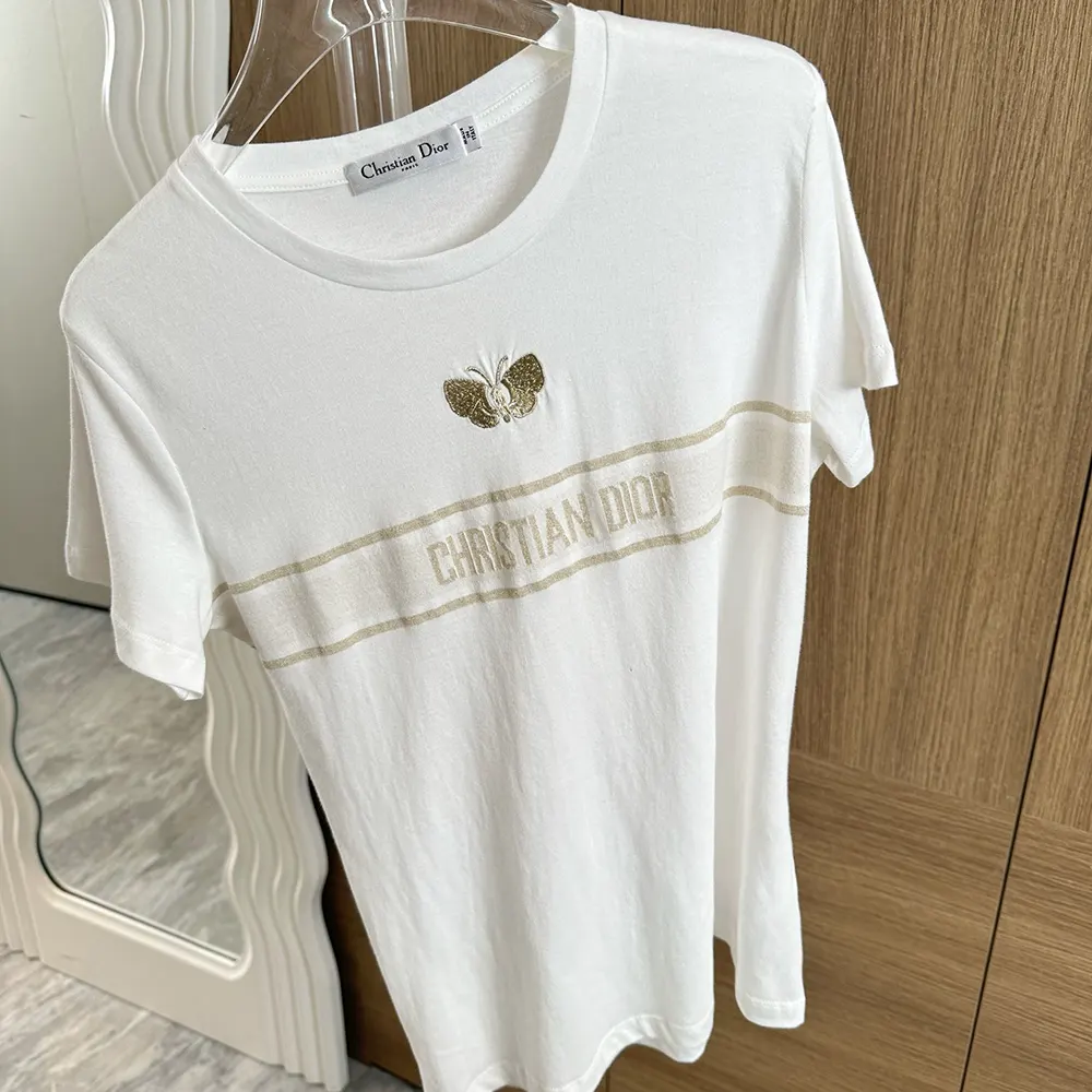 Dior Women Embroidered T-Shirt in White Cotton Jersey - image 4