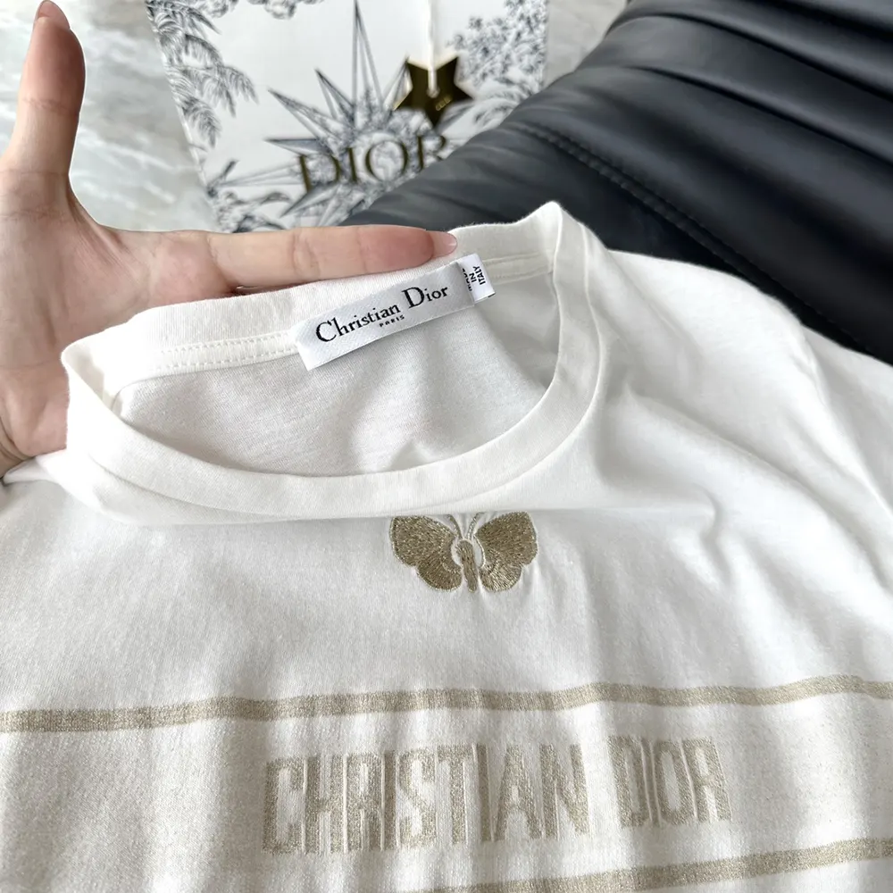 Dior Women Embroidered T-Shirt in White Cotton Jersey - image 6