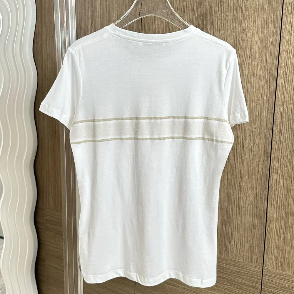 Side angle showing relaxed fit of Dior Women Embroidered T-Shirt