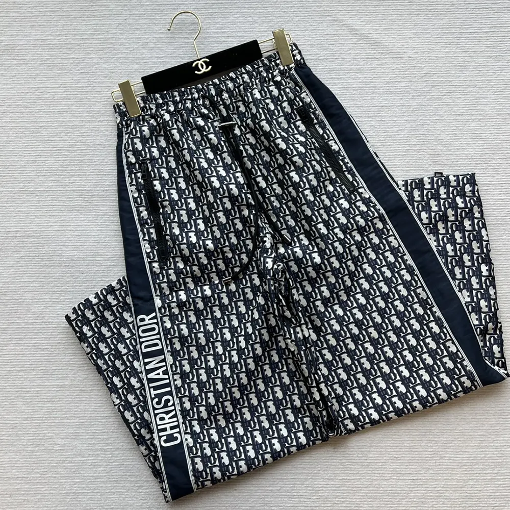 Dior Women Flared Pants Blue and Ecru Technical Taffeta Jacquard with Dior Oblique Motif - image 5