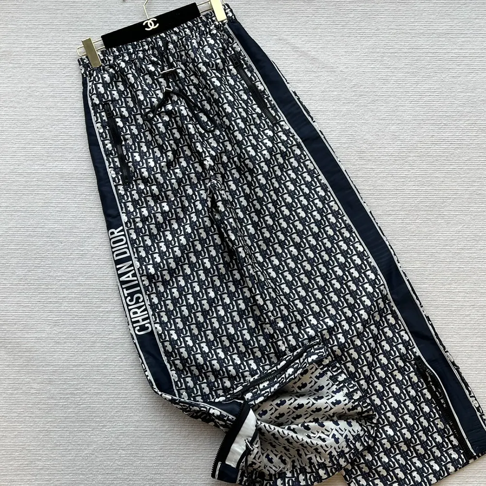 Dior Women Flared Pants Blue and Ecru Technical Taffeta Jacquard with Dior Oblique Motif - image 4