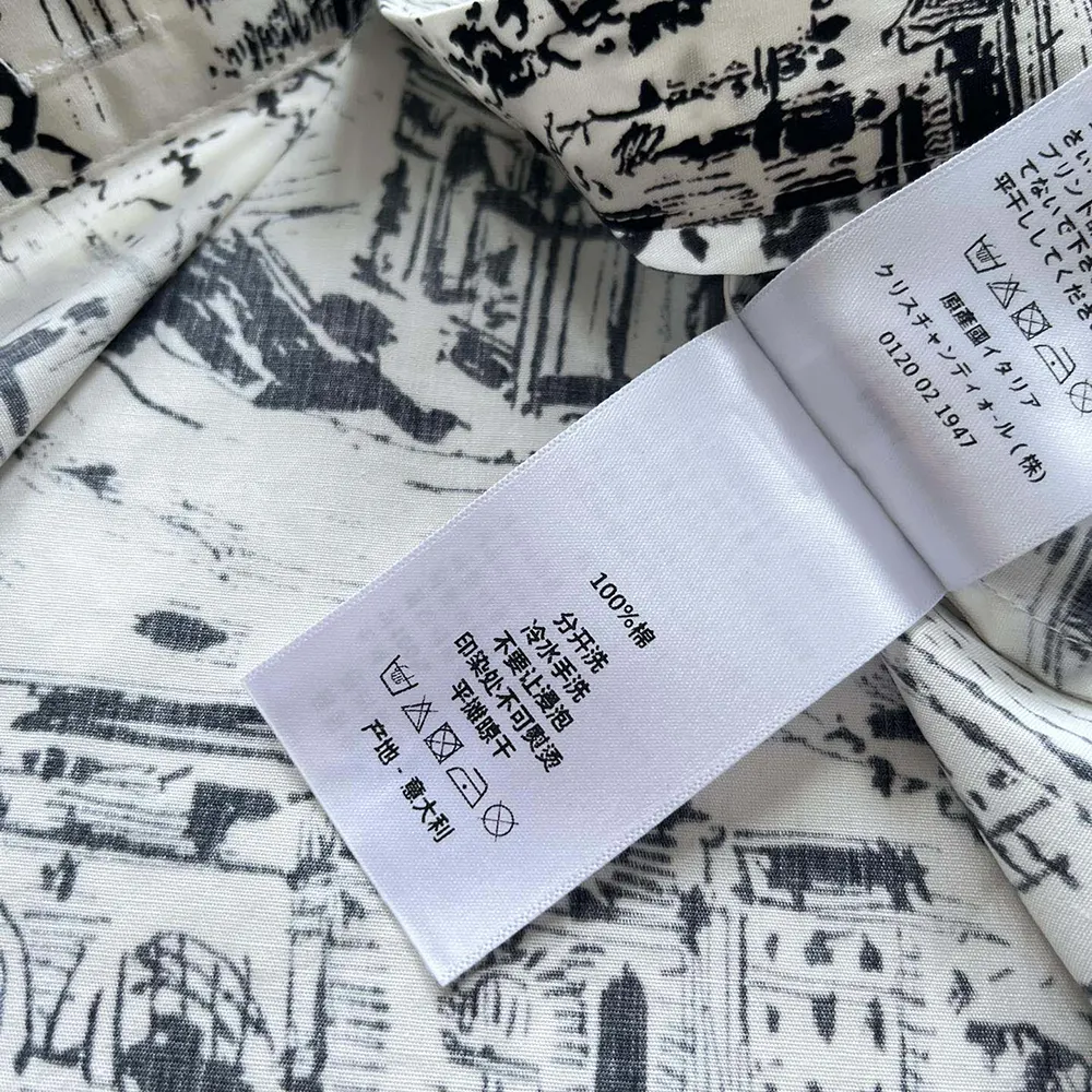 Dior Women Mid-Length Shirt Dress White and Black Cotton and Silk Poplin with Paris Allover Motif - image 10