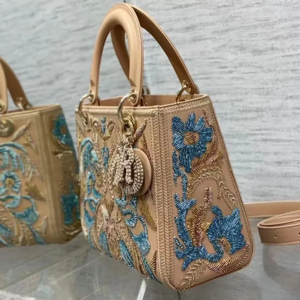 Dior Women Small Lady Bag Calfskin Embroidered with Multicolor Small Flowers - image 4