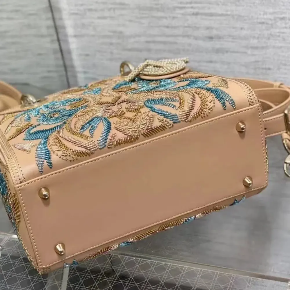 Dior Women Small Lady Bag Calfskin Embroidered with Multicolor Small Flowers - image 5