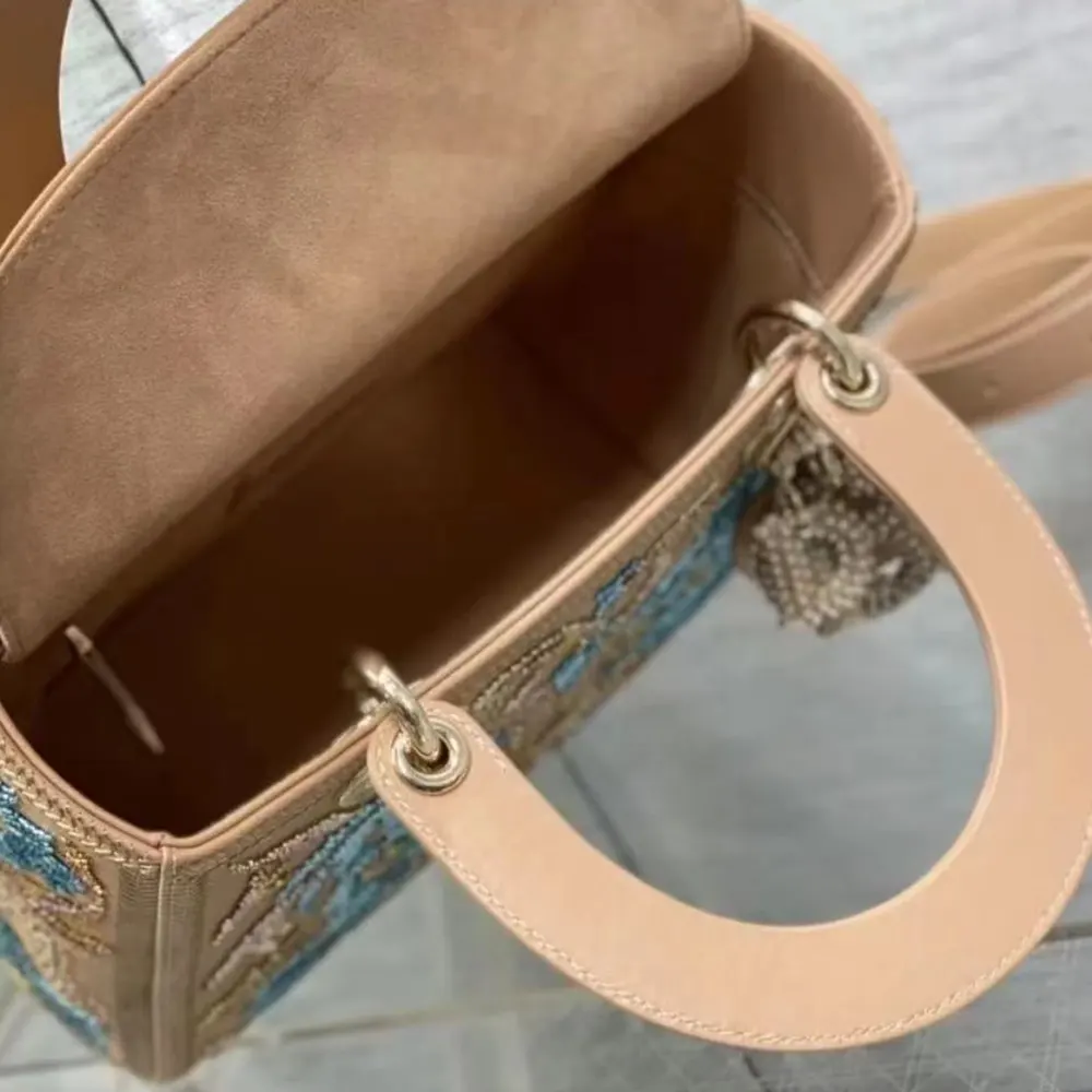 Dior Women Small Lady Bag Calfskin Embroidered with Multicolor Small Flowers - image 7