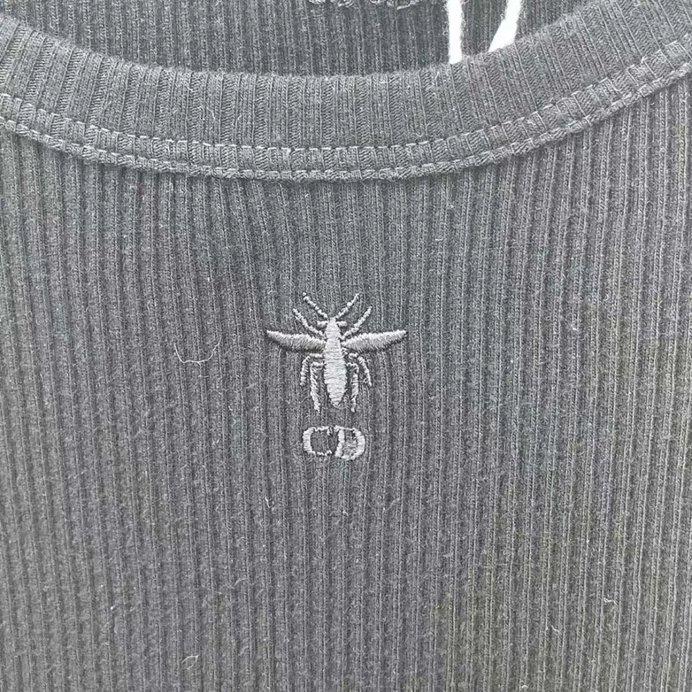 Dior Women Tank Top Black Ribbed Cotton Jersey - image 5