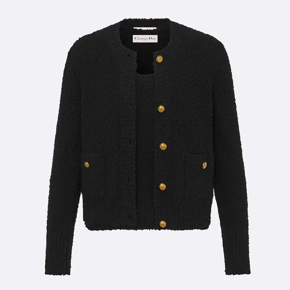 Front view of Dior Women Twinset Black Cotton and Wool-Blend Knit