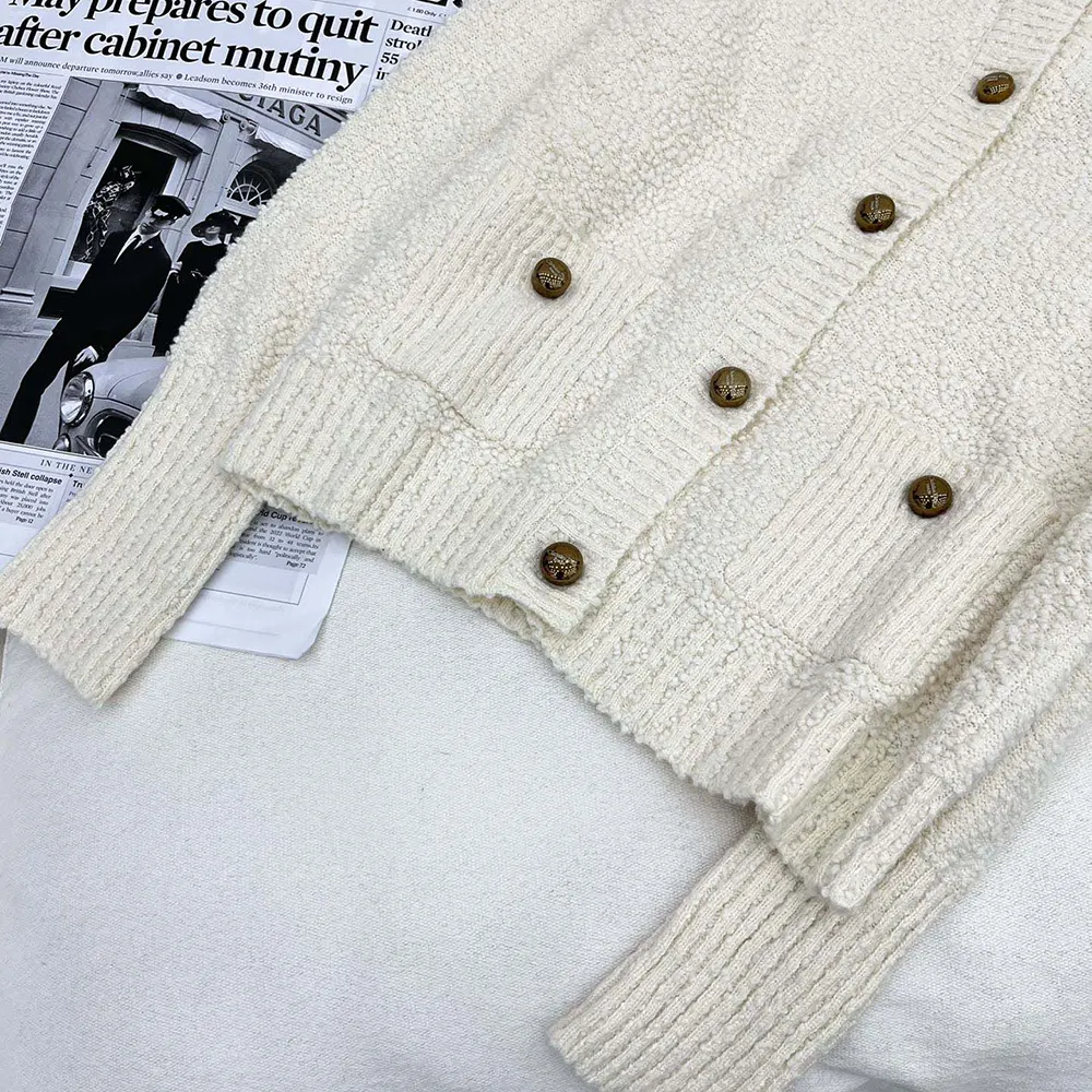 Dior Women Twinset Ecru Cotton and Wool-Blend Knit - image 6