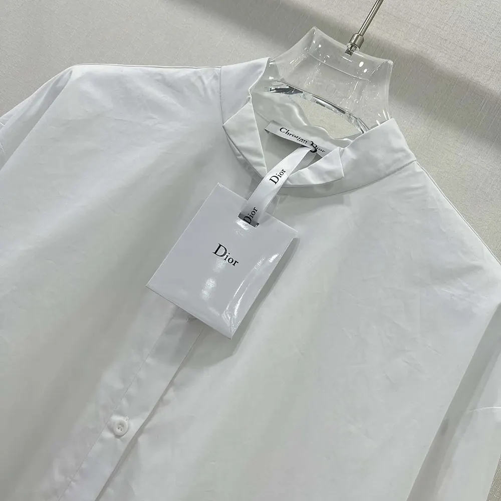 Dior Women Wing-Collar Shirt White Cotton Poplin - image 5
