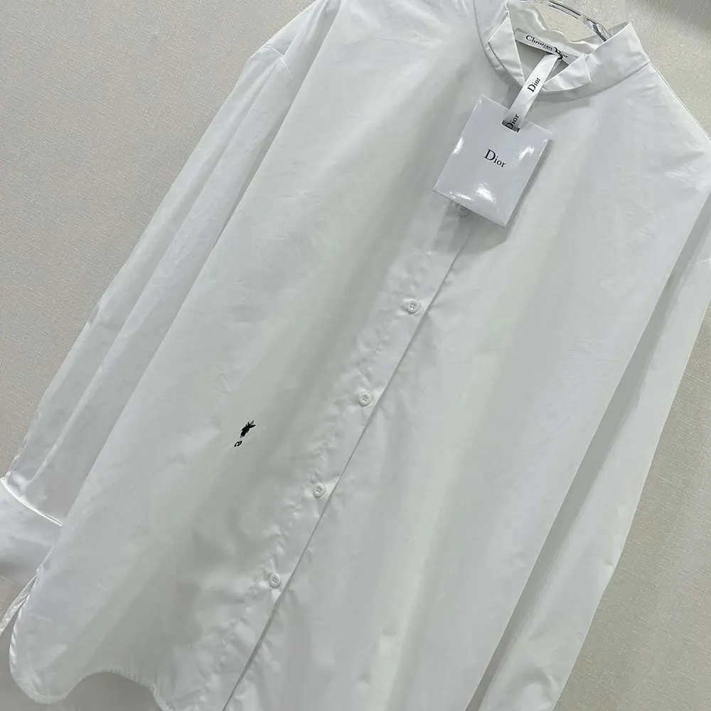 Dior Women Wing-Collar Shirt White Cotton Poplin - image 4