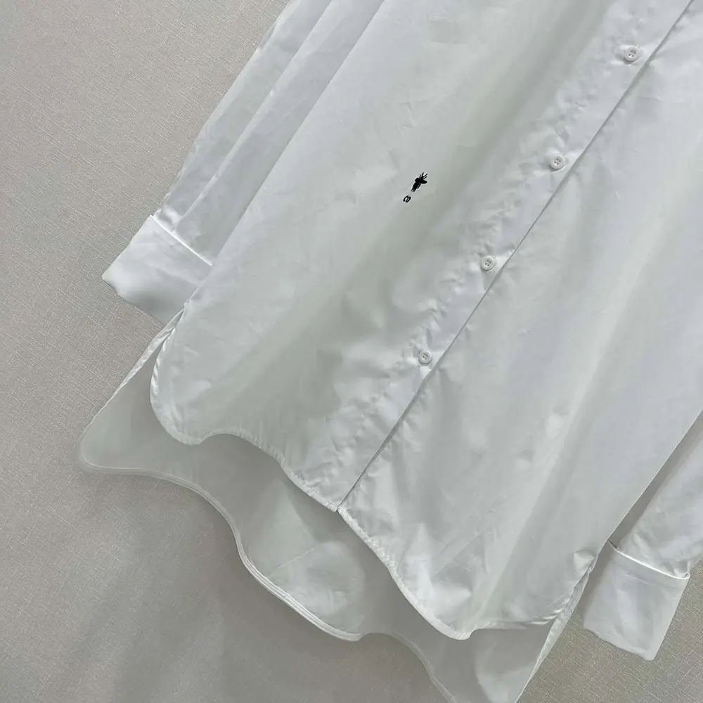 Dior Women Wing-Collar Shirt White Cotton Poplin - image 6