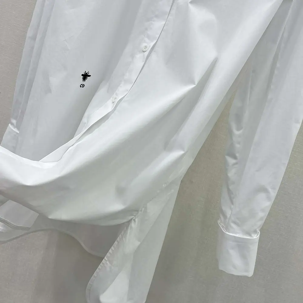Dior Women Wing-Collar Shirt White Cotton Poplin - image 7
