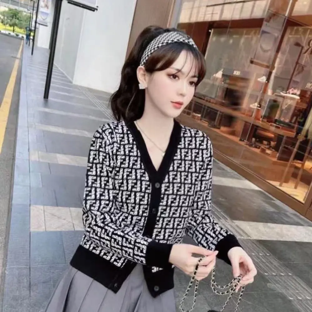 Fendi Women Cardigan Black FF Cashmere Cardigan - image 9