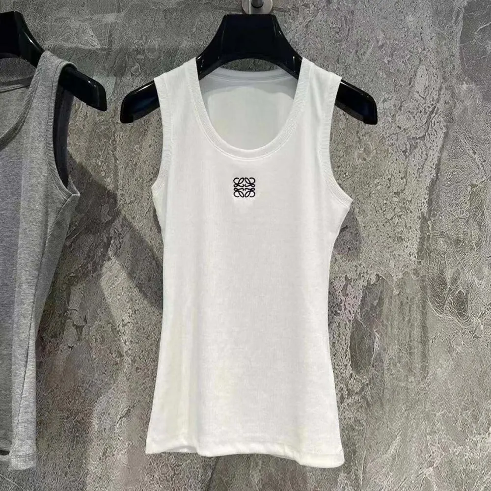 Close-up on embroidered Anagram detail on Loewe Women Tank Top