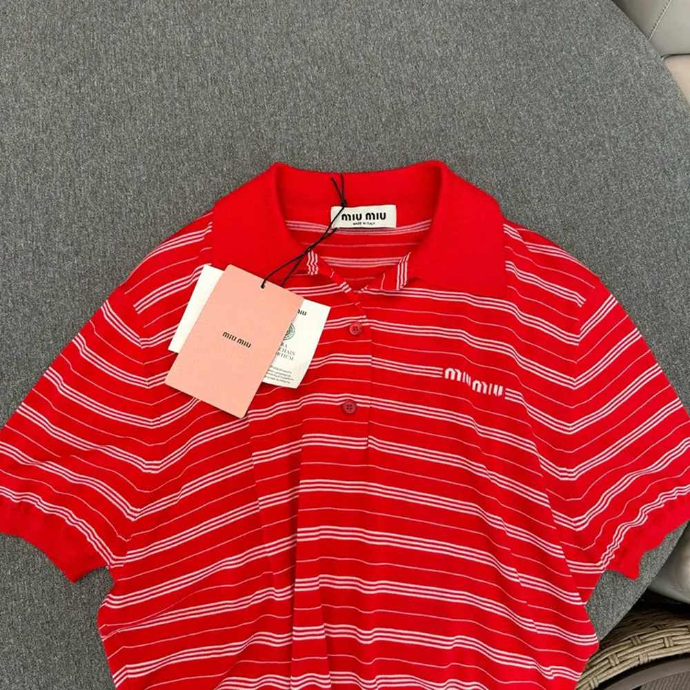 Miu Miu Women Cotton Knit Polo Shirt MML949_140V_F0011_S_OOO - image 5