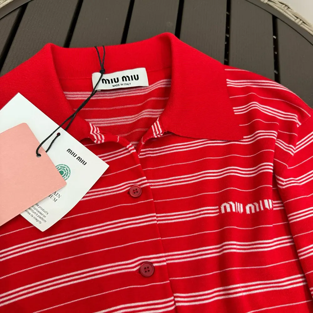 Miu Miu Women Cotton Knit Polo Shirt MML949_140V_F0011_S_OOO - image 6