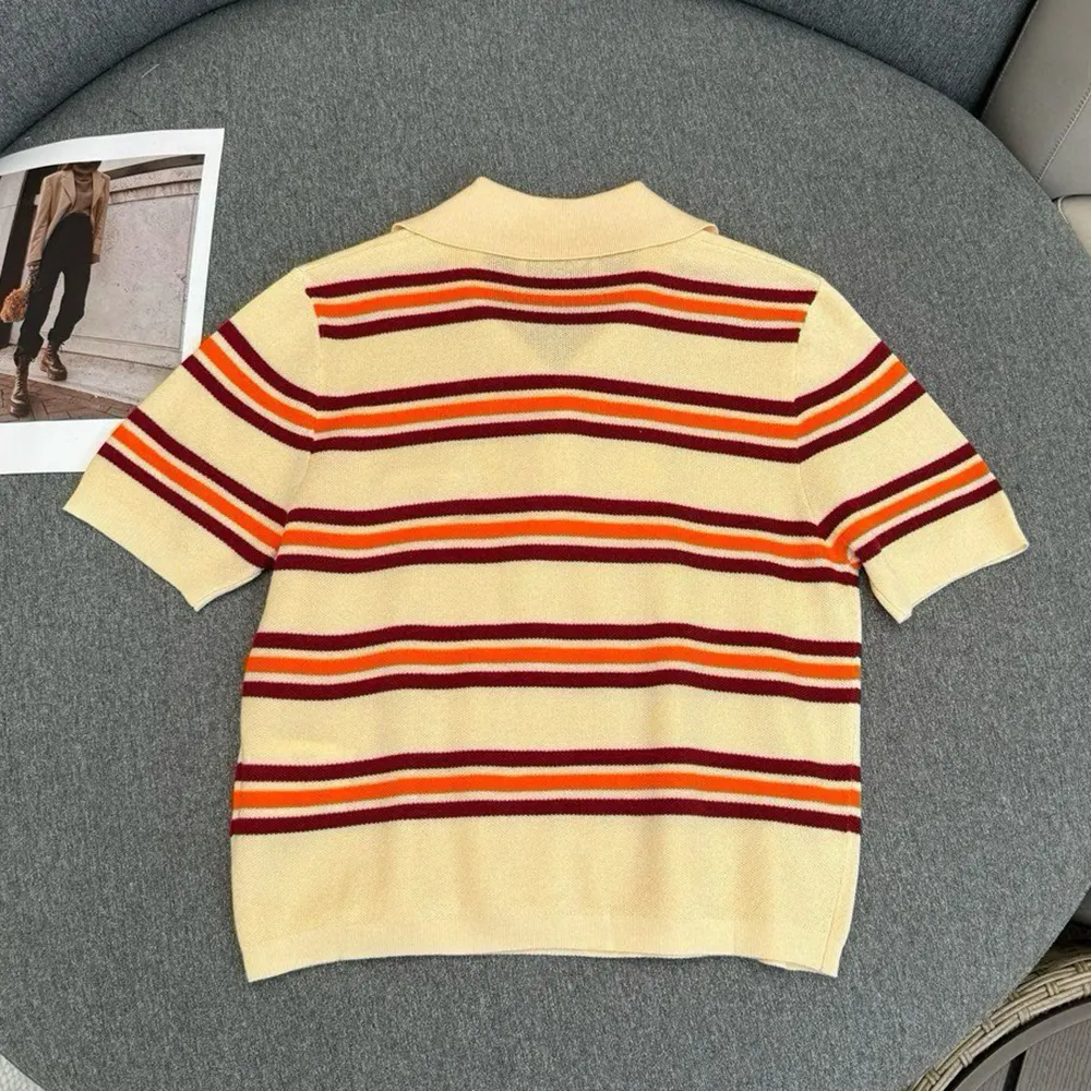 Miu Miu Women Cotton Striped Knit Polo Shirt - image 5