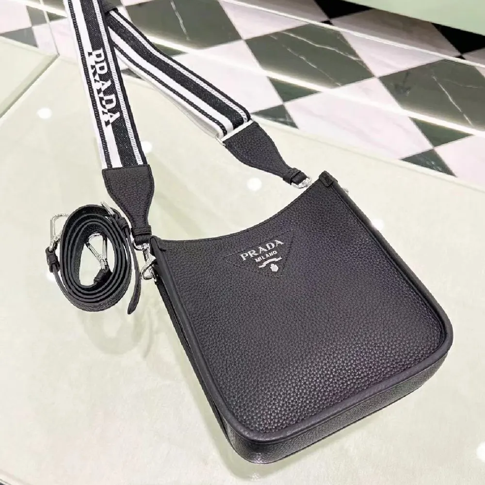 Prada Unisex Leather Mini Shoulder Bag-Black - image 4