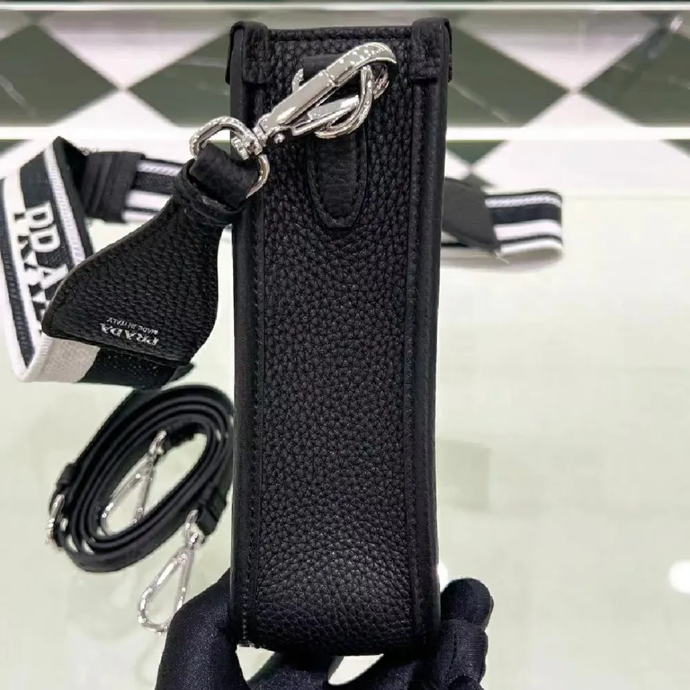 Prada Unisex Leather Mini Shoulder Bag-Black - image 8