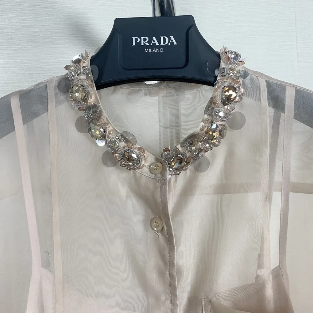 Prada Women Embroidered Organza Shirt P485GR_1379_F0F24_S_OOO - image 6