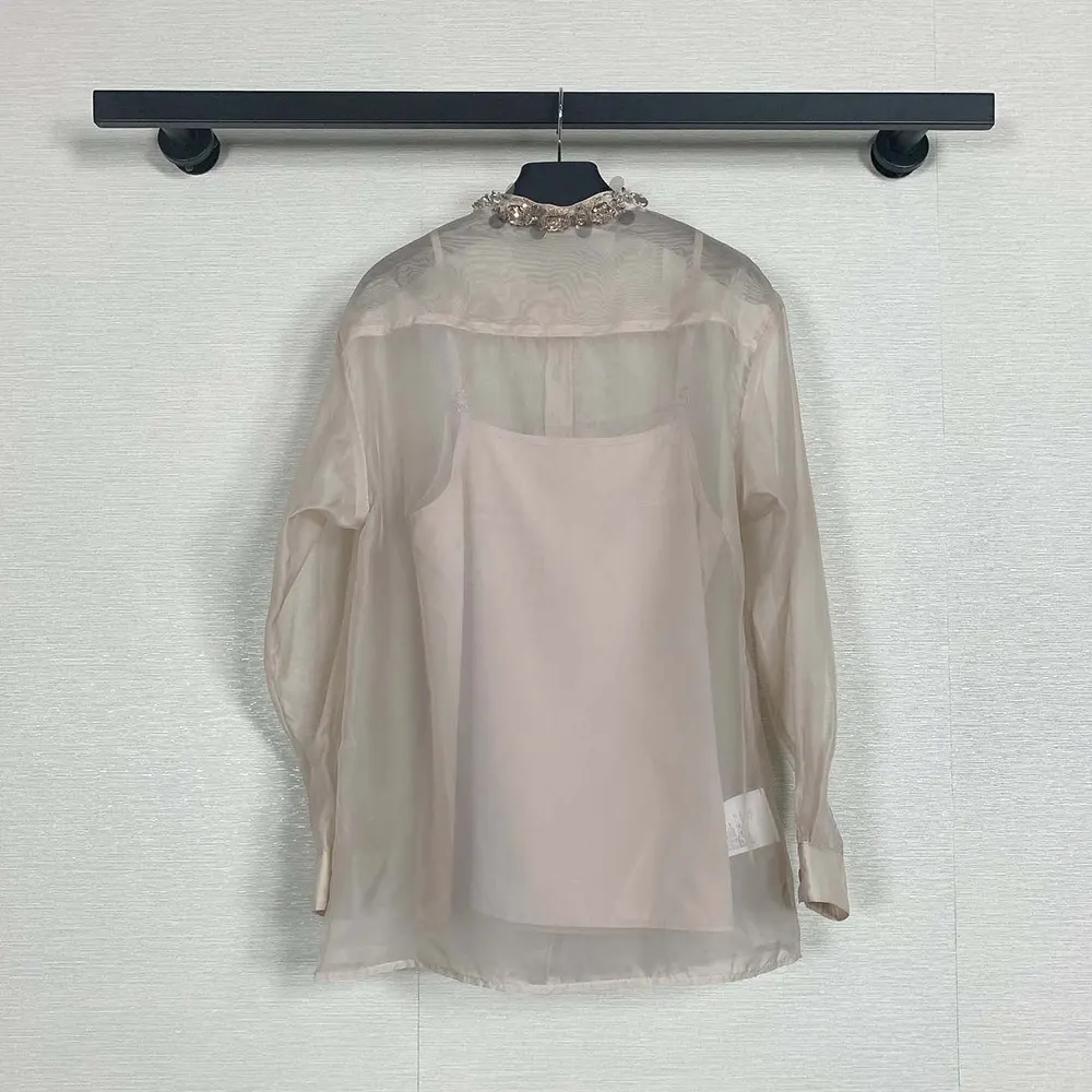Prada Women Embroidered Organza Shirt P485GR_1379_F0F24_S_OOO - image 4