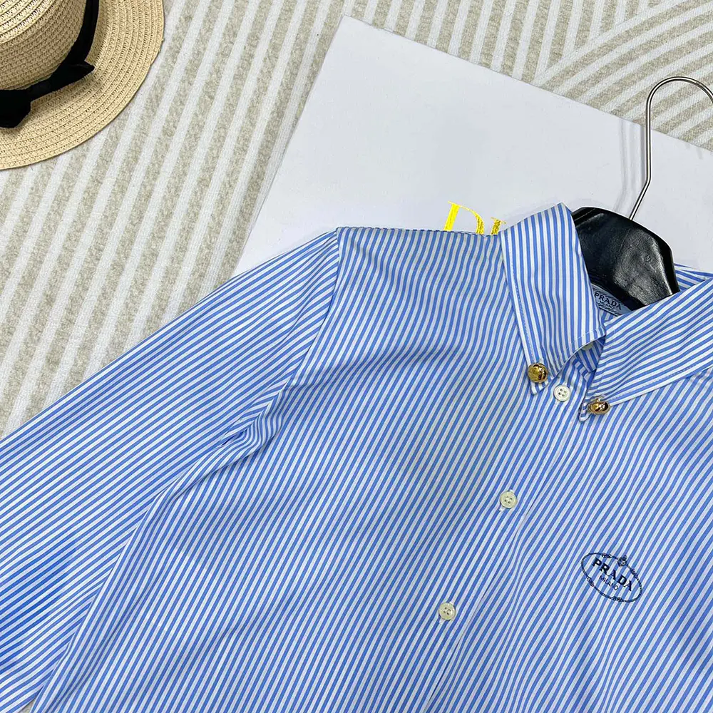 Prada Women Embroidered Striped Shirt P495GR_14QJ_F0AZ1_S_OOO - image 4