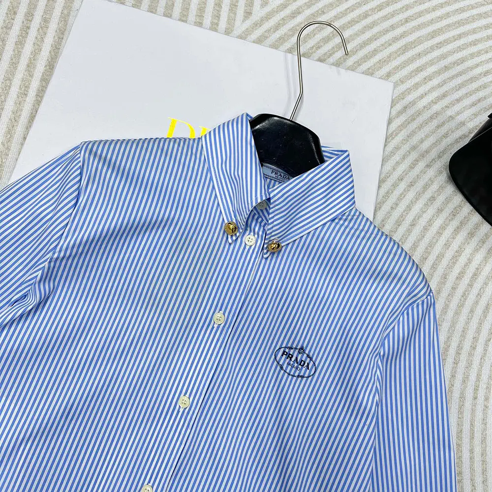 Prada Women Embroidered Striped Shirt P495GR_14QJ_F0AZ1_S_OOO - image 5