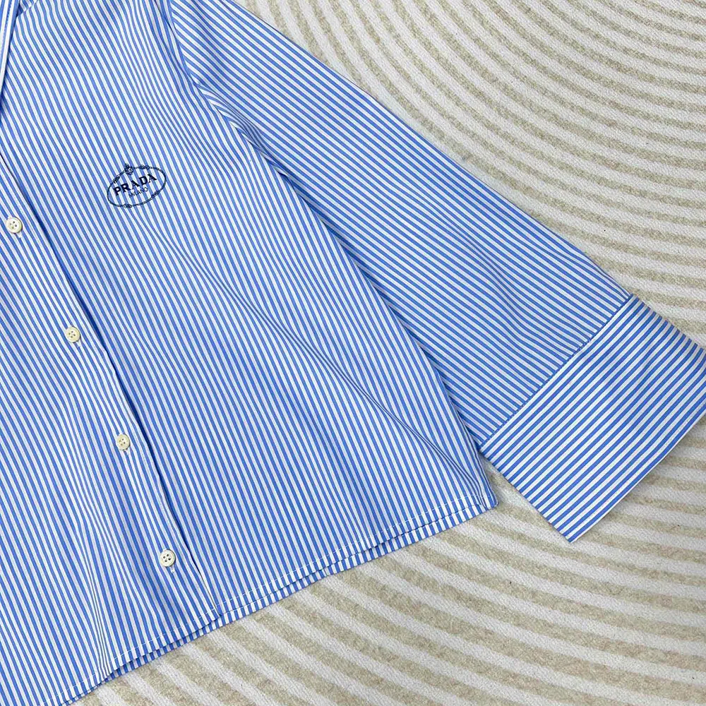 Prada Women Embroidered Striped Shirt P495GR_14QJ_F0AZ1_S_OOO - image 7