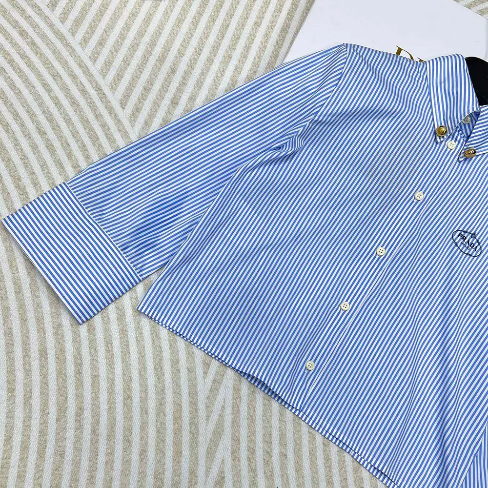 Prada Women Embroidered Striped Shirt P495GR_14QJ_F0AZ1_S_OOO - image 6