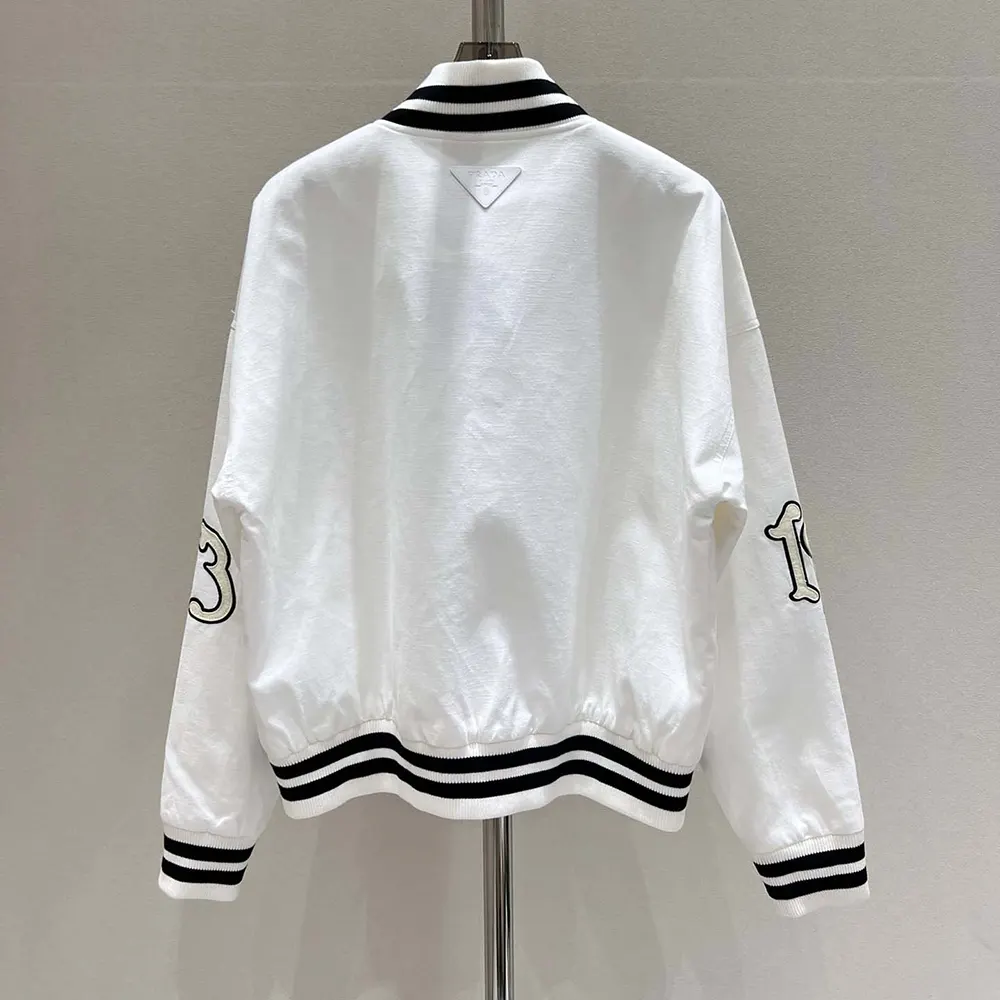 Side profile showing silhouette of Prada Men Kid Mohair Bomber Jacket