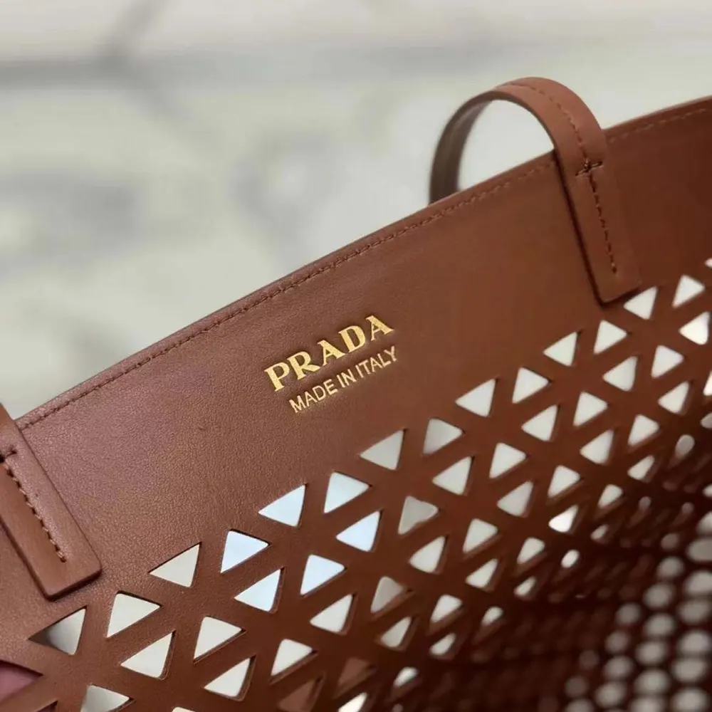 Prada Women Large Perforated Leather Tote Bag - image 4