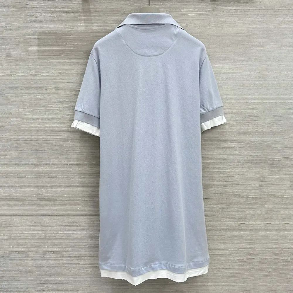 Side angle showing silhouette of Prada Women Piqué and Jersey Dress