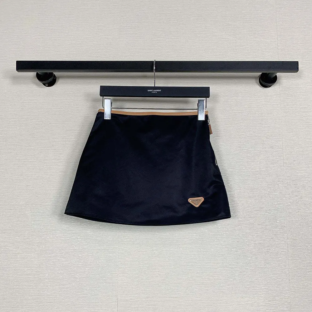 Side angle showing silhouette of Prada Women Re-Nylon Miniskirt