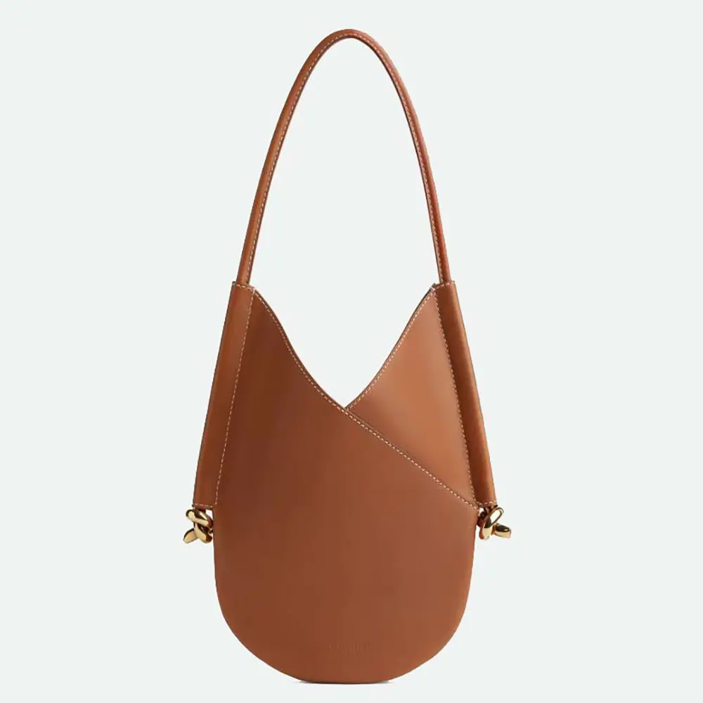 Front view of Bottega Veneta Women Small Solstice Shoulder Bag in black calf leather