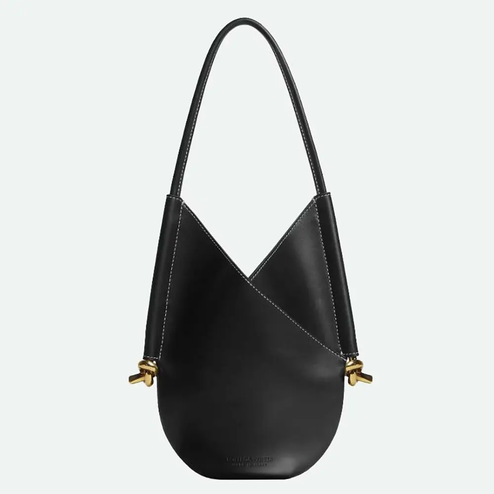Close-up of signature knot detail on Bottega Veneta Small Solstice Shoulder Bag